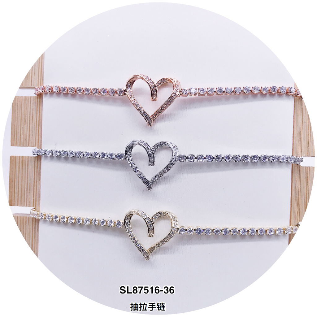 "Heart" C.Z Crystal Adjustable Bracelet