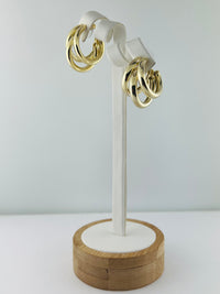C.Z Rhodium Plated Crystal C Hoop Earring (Three Sizes Choices）