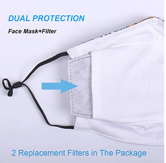 Reusable Washable Cotton Face Mask with Two Fliters