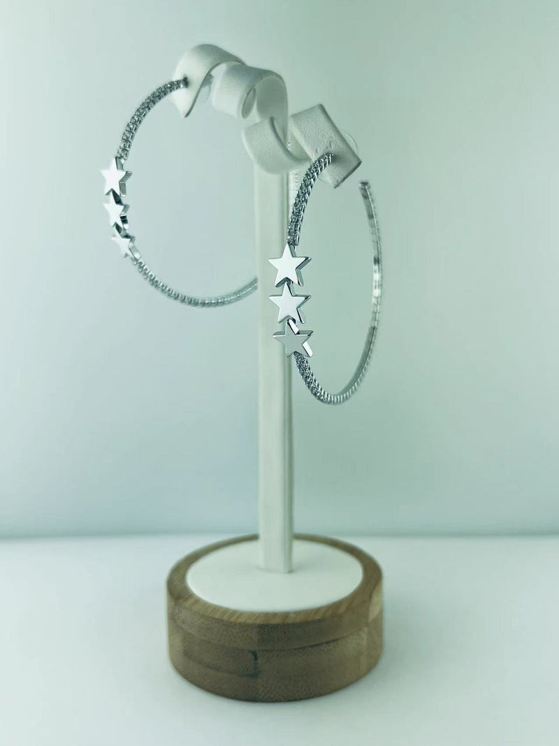 C.Z Rhodium Plated Crystal Earring
