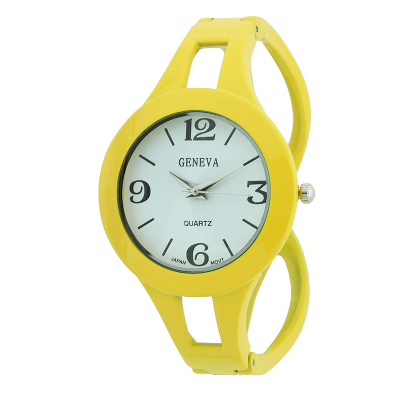 SOLID PAINT ROUND FACE CUFF WATCHES.