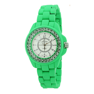 ROUND SMALL FACE WITH STONES IN DIAL LADY LINK WATCH