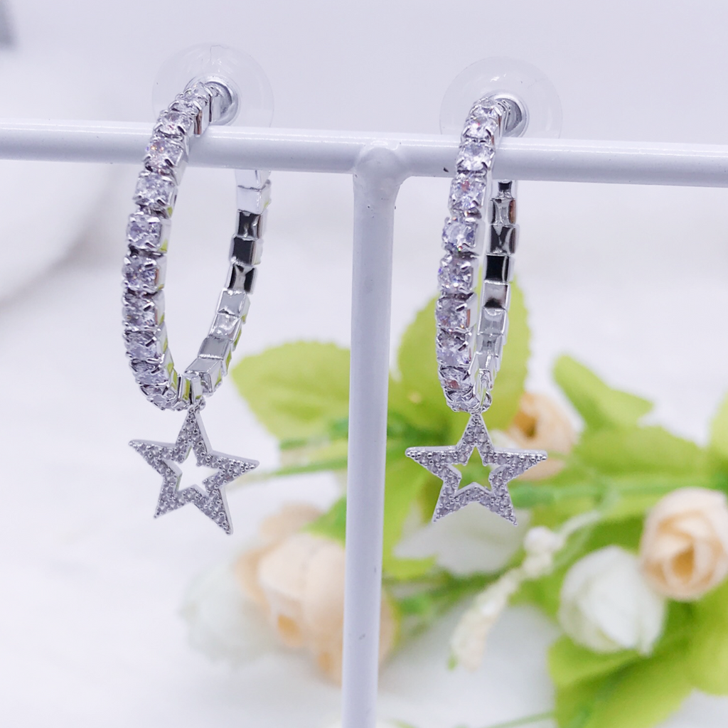 C.Z Rhodium Plated Crystal Earring