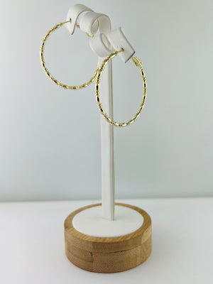C.Z Rhodium Plated Crystal Hoop Earring (three sizes)