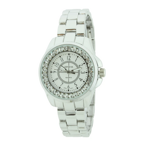 ROUND SMALL FACE WITH STONES IN DIAL LADY LINK WATCH