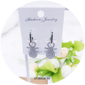 C.Z Rhodium Plated Crystal Earring