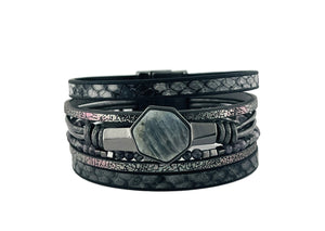 Genuine leather magnetic bracelet