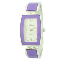 Tonneau Face Arabic & Stick Cuff Watch With Solid Color.