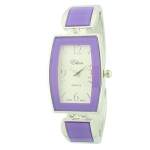 Tonneau Face Arabic & Stick Cuff Watch With Solid Color.