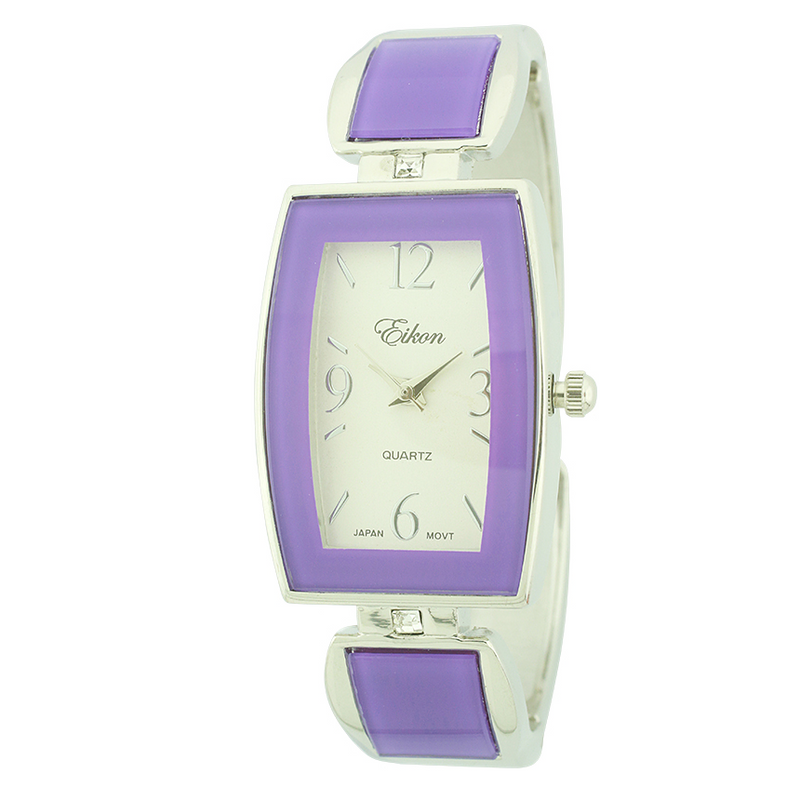 Tonneau Face Arabic & Stick Cuff Watch With Solid Color.