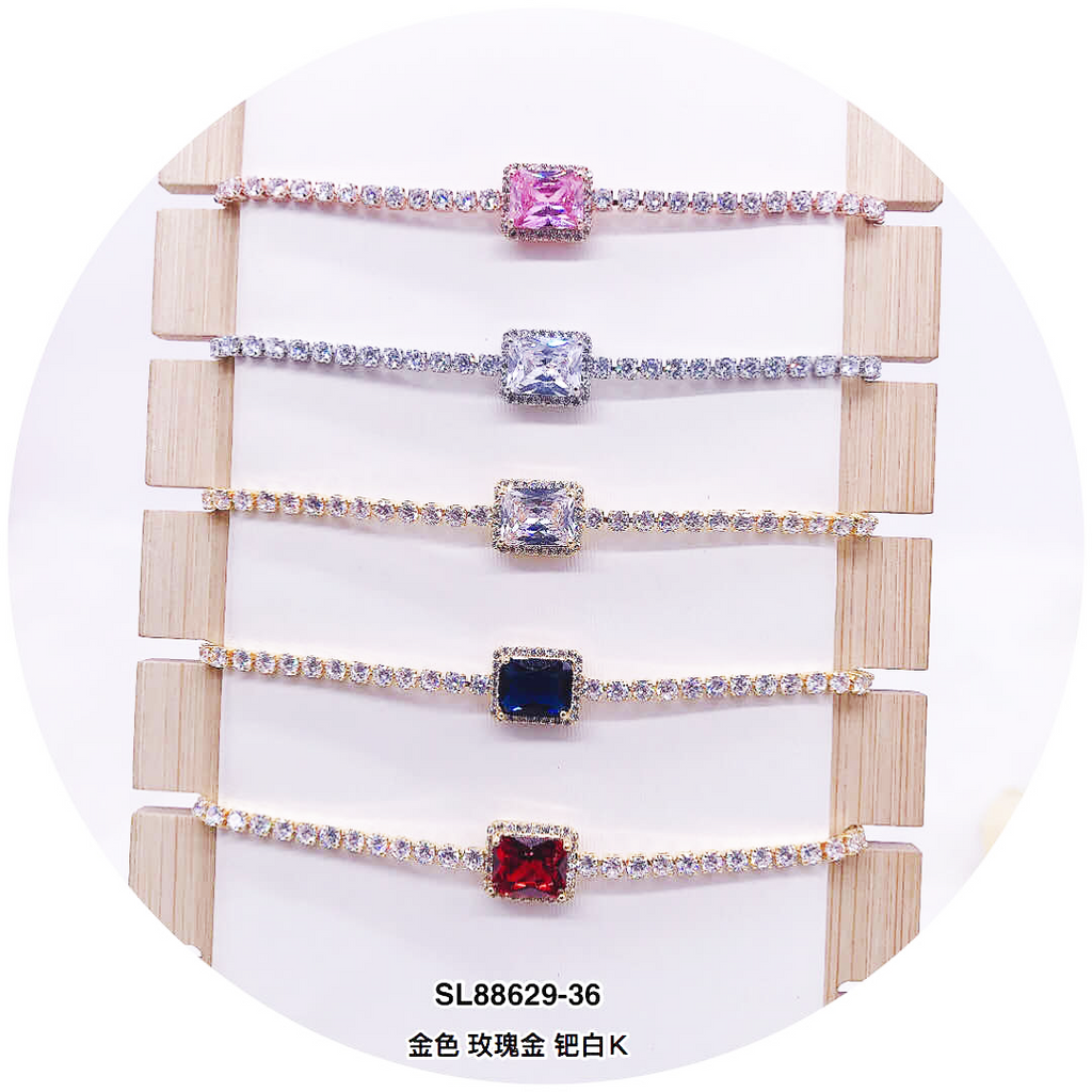 "Multiple Color Stones" C.Z Crystal adjustable bracelet