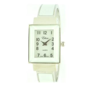 RECTANGLE GLOSSY COAT CUFF WATCH(Silver face)