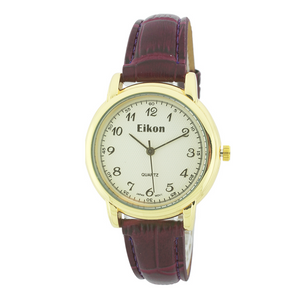 Medium Round Face Strap Watch(Gold)