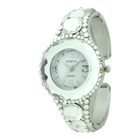 GLITTER CRYSTAL STONES ROUND FACE CUFF WATCH COLLECTION.