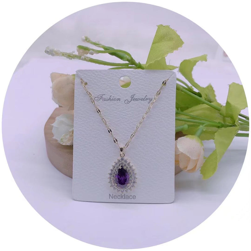 "Water Drop" Shape C.Z Crystal Necklace