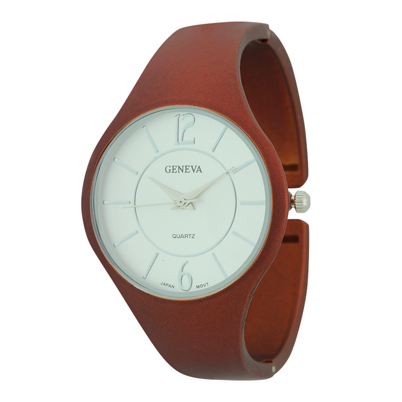 MATTE FINISH ROUND FACE CLASSIC CUFF WATCH