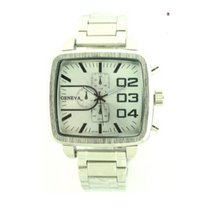 Sport Square Face Man Link Watch(Silver face）