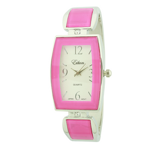 Tonneau Face Arabic & Stick Cuff Watch With Solid Color.