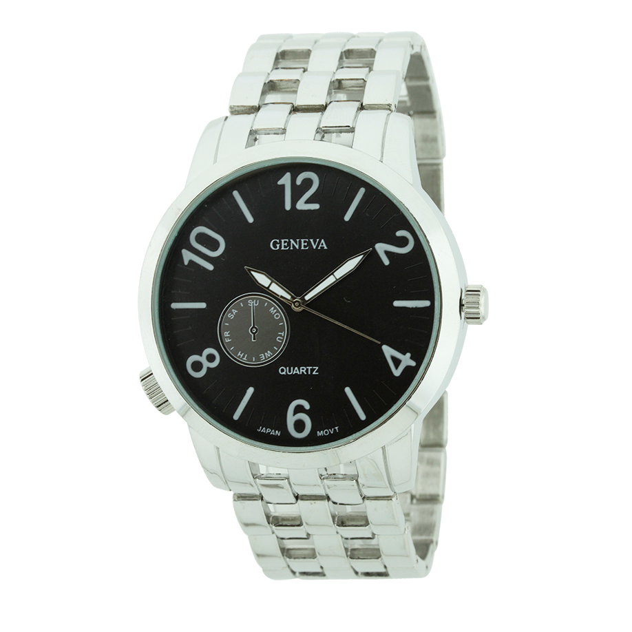 Fashion Large Round Face Men Link Watch With mini Face