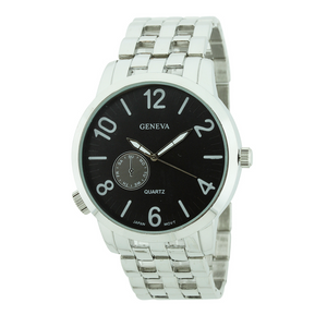 Fashion Large Round Face Men Link Watch With mini Face
