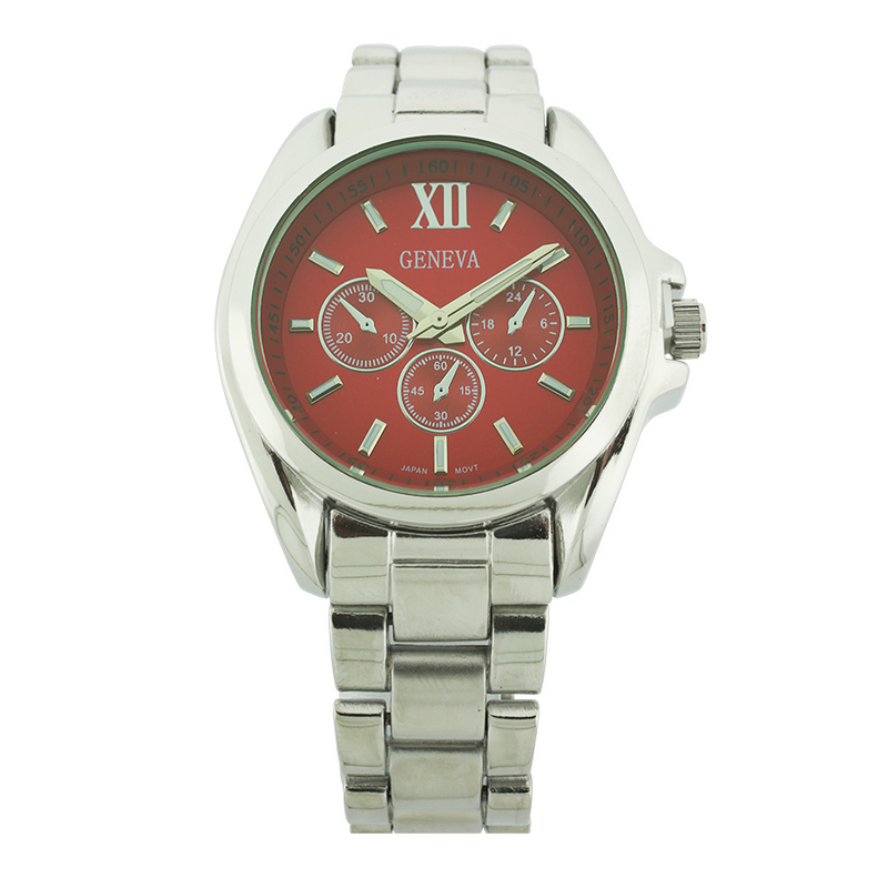 Round Face Lady Link Watch With 3 Small Eyes（Silver）