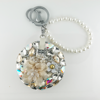 Circle Flower crystal mirror key chain