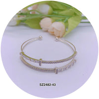 Double "T" C.Z Crystal Cuff Bracelet