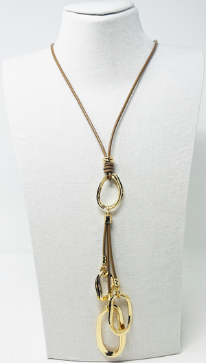 Leather long chain necklace