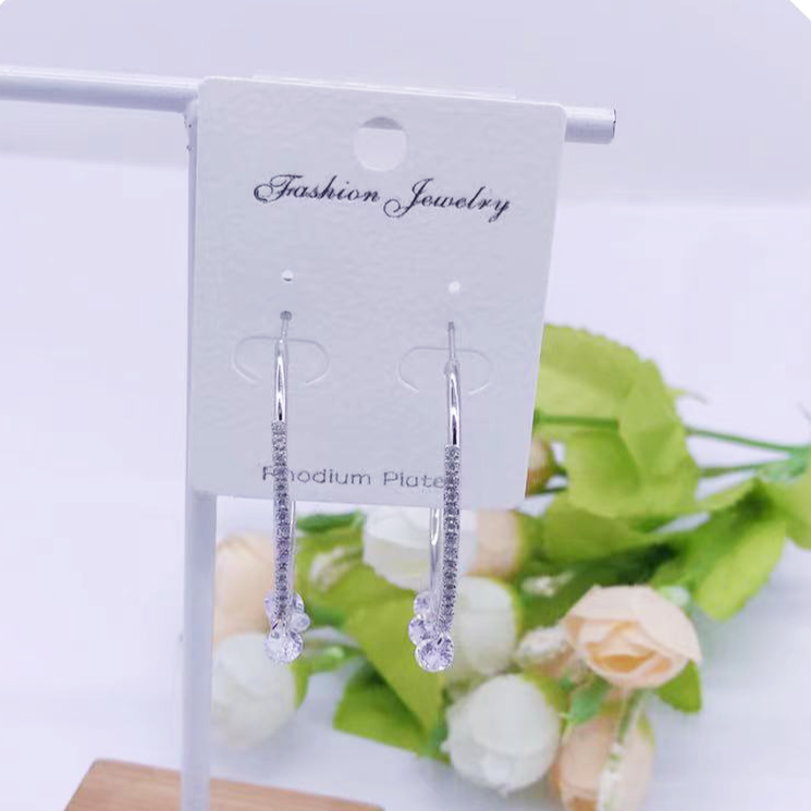 C.Z Rhodium Plated Crystal Earring