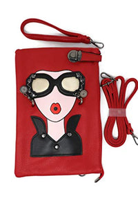 Funky Lady Face Tote Genuine Leather Hand/Shoulder Bag