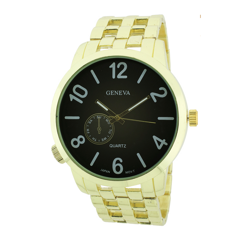 Big Round Face, Sport Men Link Watch（GOLD）