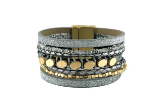 Genuine leather magnetic bracelet