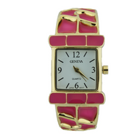 MULTI ENAMEL BANGLE CUFF WATCH(Gold Face）