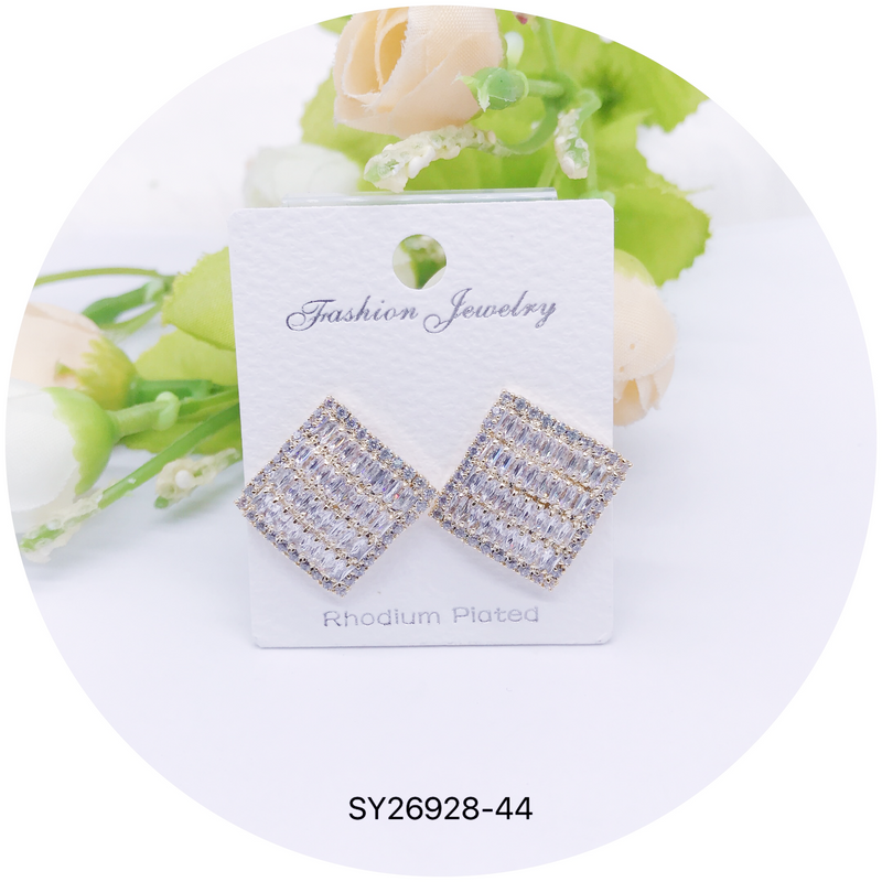 C.Z Rhodium Plated Crystal Stud Earring