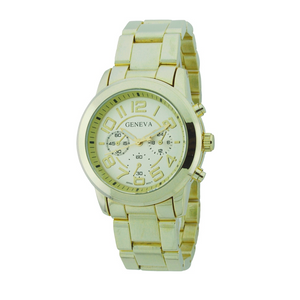 ROUND FACE METAL LINK LADY SPORT WATCH.