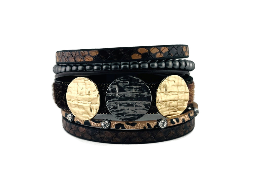 Genuine leather magnetic bracelet