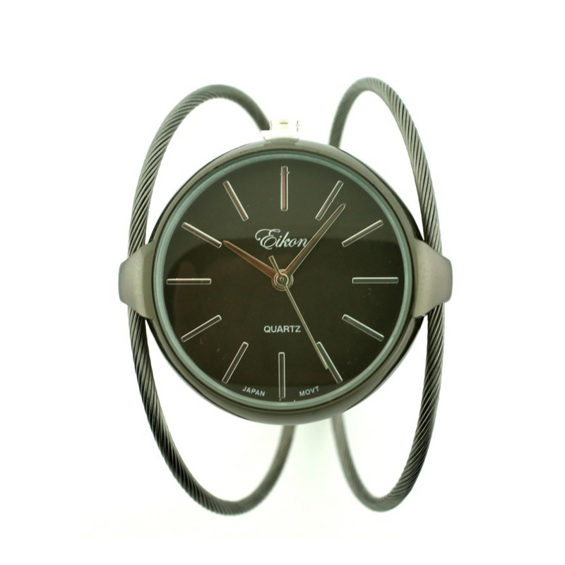 Classic Round Face Cable Cuff Watch