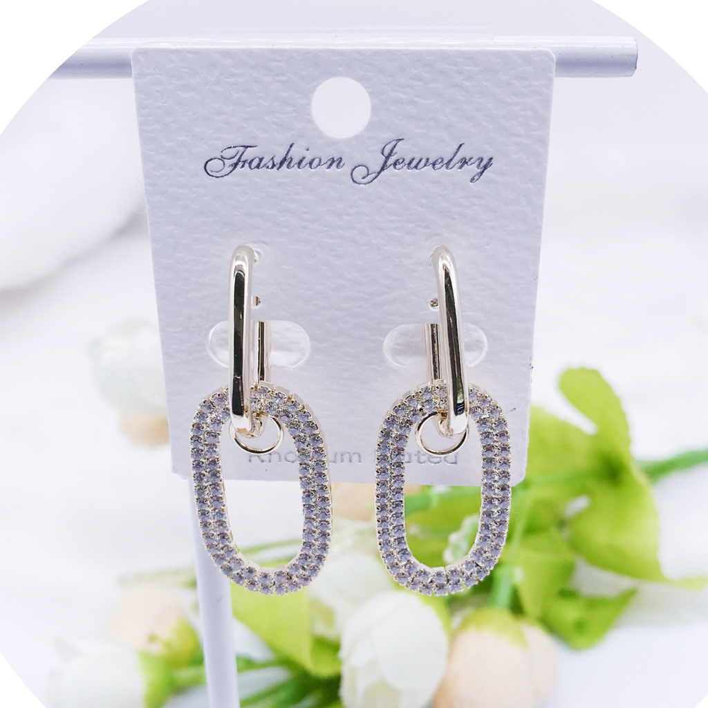 C.Z Rhodium Plated Crystal Earring