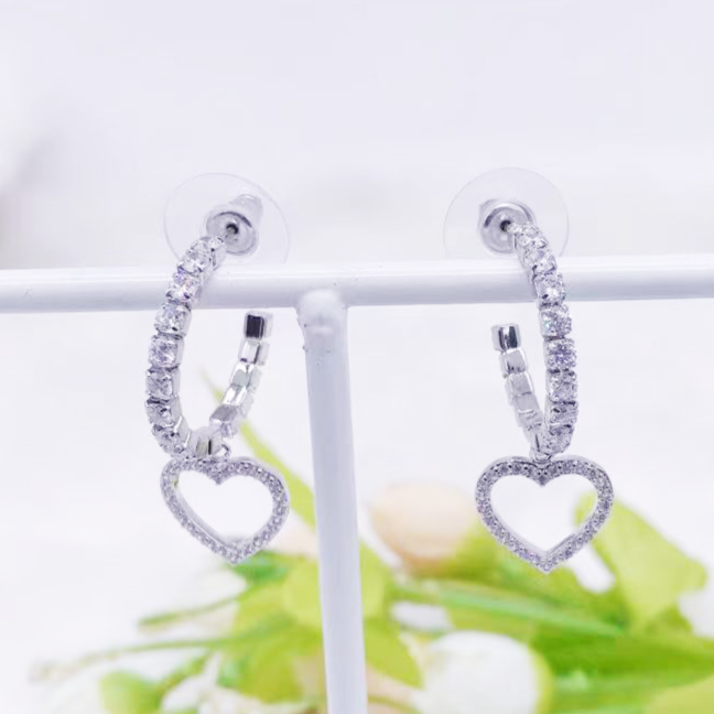 C.Z Rhodium Plated Crystal Earring