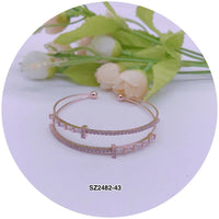 Double "T" C.Z Crystal Cuff Bracelet