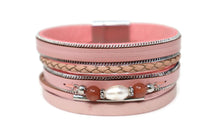 Crystal beads pearl in center bracelets with Magnetic clasp.