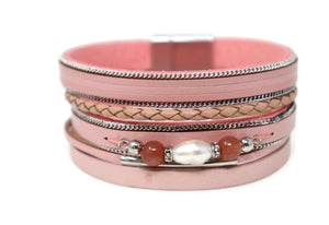Crystal beads pearl in center bracelets with Magnetic clasp.