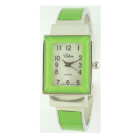 RECTANGLE GLOSSY COAT CUFF WATCH(Silver face)