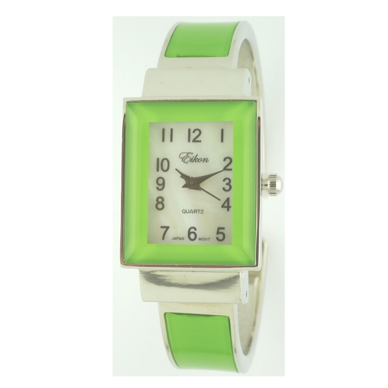 RECTANGLE GLOSSY COAT CUFF WATCH(Silver face)