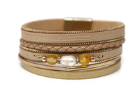 Crystal beads pearl in center bracelets with Magnetic clasp.