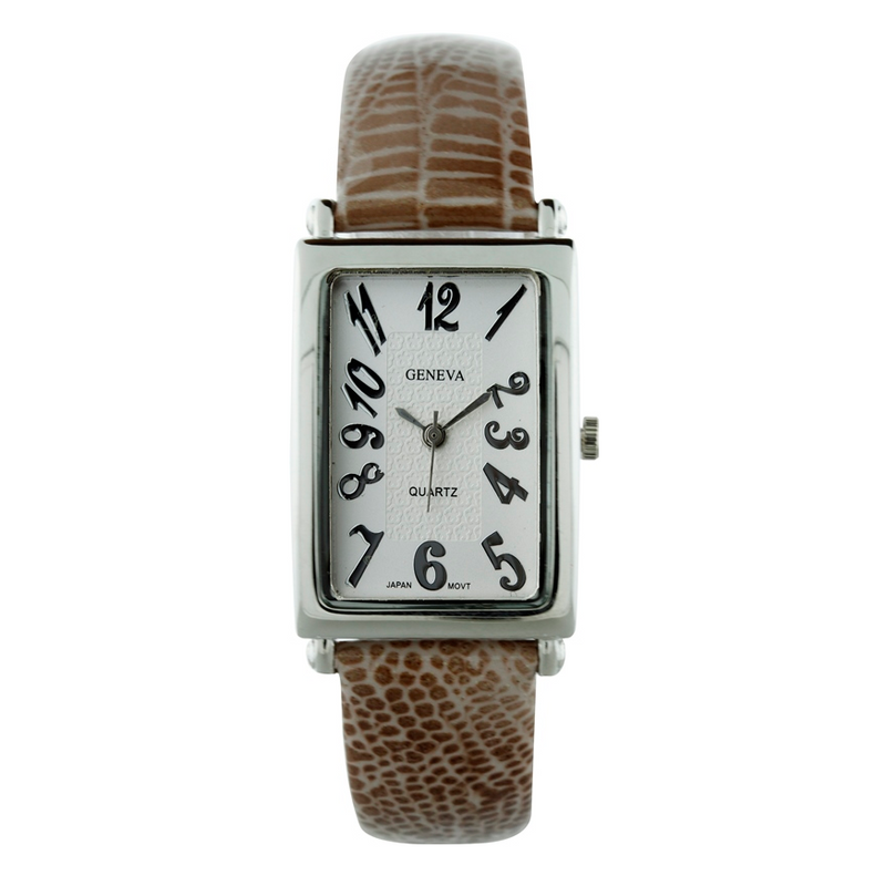 CLASSIC RECTANGLE FACE AND GENUINE LEATHER BAND