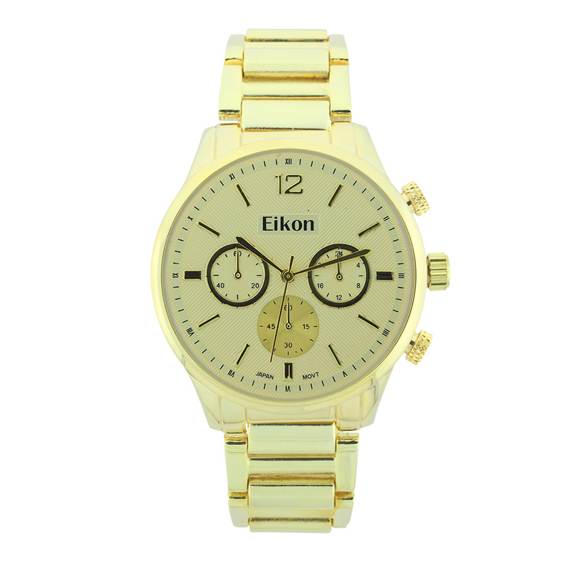 Round Face Lady Link Watch With 3 Small Eyes