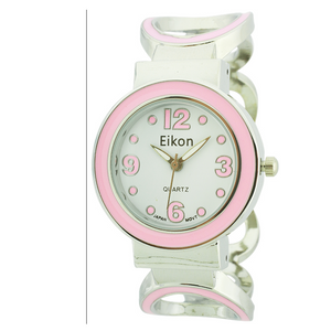 Colorful Round Face Cuff Watch