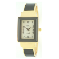 RECTANGLE GLOSSY COAT CUFF WATCH(Gold Face)