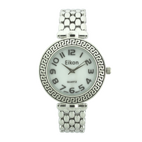 Round Face Maze Pattern, Mother Of Pearl Inner Dial Link Watch.